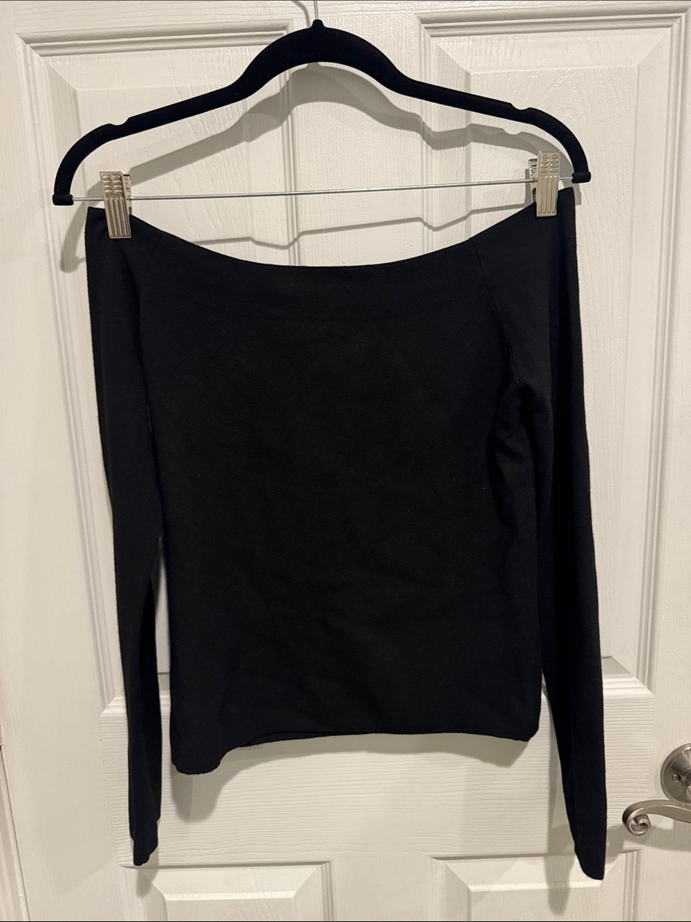 Mango Black Off-Shoulder Long-Sleeve Women's Top